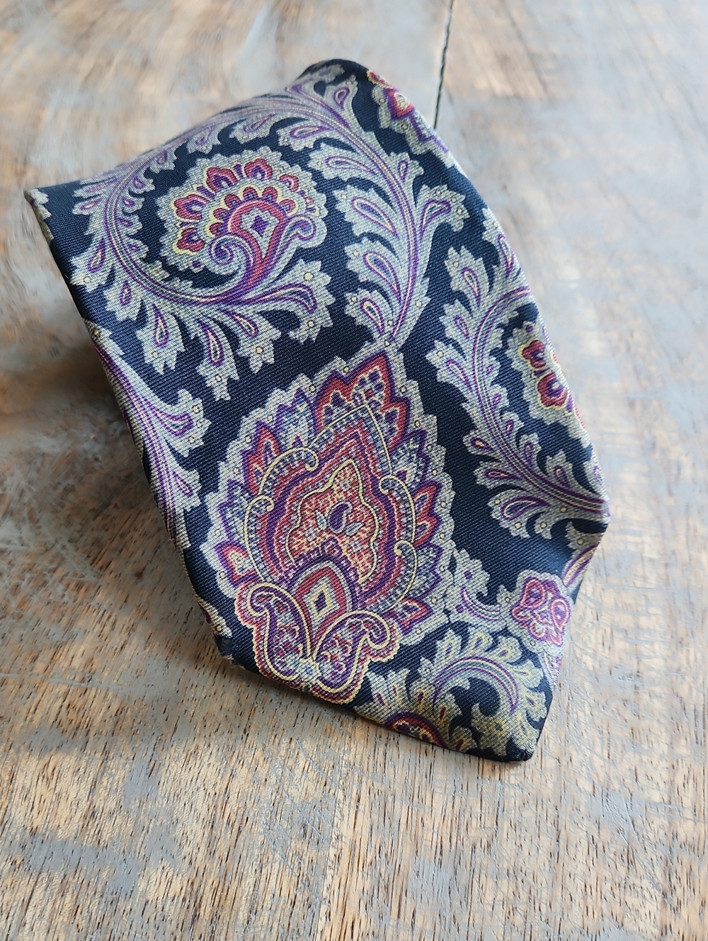 Vintage Liberty of London 100% Silk Paisley Necktie – Dark Navy & Multi